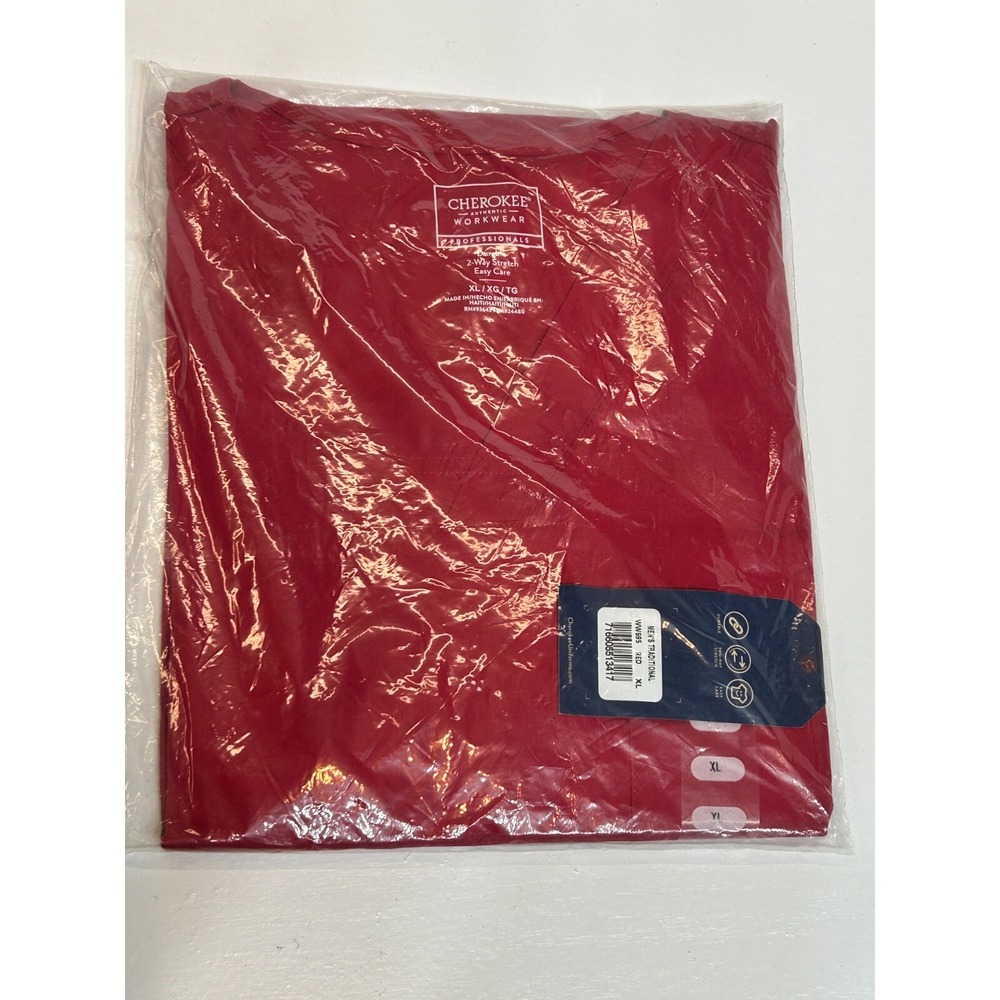 Scrubs Cherokee Workwear Men V Neck Top‎ WW695 RED Red Free Shipping New In Pack
